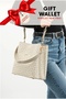 Original Women's Printed Large Size Hand and Shoulder Bag with Cream Wallet