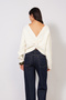 Back Knot Detail Brief Collar Tricot Sweater Ecru - 4
