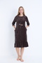 Women's Cotton Velvet Zipper Pocket Lace Long Sleeve Dress / Coffee-Navy 3992 - 2