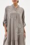Mink Italian 100% Cotton Velvet Half Button Floral Embroidered Long Velvet Dress 38 -44 Size - 4