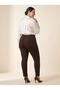 Women's Plus Size Gathering Fabric Pants with Elastic Waist Lycra Narrow Leg Brown - 5
