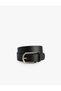 Rectangular Metal Buckle Faux Leather Belt