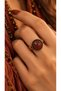 Adjustable Vintage Women's Copper Ring with Natural Agate Stone