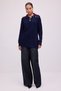 Gold Button Detail Hairy Knitted Sweater - 3
