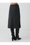 Anthracite Melange Elastic Waist Cotton Blend Soft Touch Midi Skirt - 5