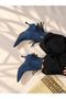 Savanna Navy Blue Suede 5 cm Thin Heel Tassel Detail Women's Boots Botti̇e - 2