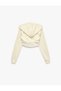 Slim Fit Zippered Hooded Long Sleeve Sweatshirt with Corset Detail - 2