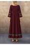 Women's three-quarter sleeve wide u-neck detailed tulle trimmed long janjan crepe dress - 3
