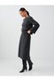 Anthracite Melange Elastic Waist Cotton Blend Soft Touch Midi Skirt - 2