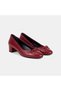 Women's Burgundy Bow Short Heeled Leather Ballerinas
