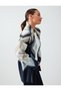 Navy Blue Geometric Patterned Shawl Collar Knitwear Cardigan - 5