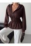 Hooded Zippered Sweatshirt with Corset Waist Detail - 5