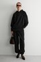 Volire Women's Hooded Sweatshirt with Pockets and Elastic Cuffs Pants Black Top and Bottom Set