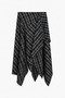 Women's Black Plaid Asymmetric Cut Woven Skirt with Flutted Details - 6