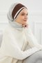 Double Color Design Chiffon Ready-To-Wear Turban, Ht-86 Cream - Brown - 3