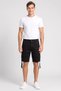 Men Solid Cargo Shorts, Black - 2