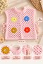 Girl's Hand-Knitted Pink Floral Motif Lace-Up Sweater - 4