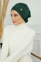 Chiffon Ready-To-Wear Turban with Accessories, Ht-95S, Ht-95S Dark Green - 6