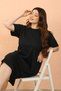 Fashion Line Women Plus Size Combed Cotton Short Sleeve Black Nightgown 12502 - 2