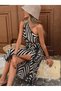 Women's One-Shoulder Side Gathered Slit Midi Single Jersey Dress - 6