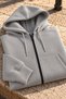 Men's Gray Fleece Cardigan Jacket with Hood, Pockets, Wool Inside, and Full Zipper - 2