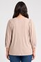 Women Crew Neck Long Sleeve Textured Top, Beige - 4