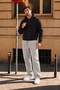 Men's Black Fleece Cardigan Jacket with Hood, Pockets, Wool Inside, and Full Zipper - 5