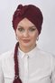 Floral Knitted Ready-Made Bonnet Burgundy