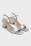 Ankle Belted Open Back Satin Low Heel Shoes - Silver - 2