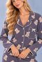 Women's Patterned Lace Trim Bow Detailed Pocketed Buttoned Long Sleeve Muslin Pajama Set - 5