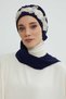 Chiffon Ready-To-Wear Turban with Floral Crown Accessory, Ht-103, Ht-103 Navy Blue-Gold