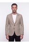 Beige Slim Fit Pointed Collar 6 Drop Men's Casual Jacket