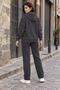 Winter Hooded Zippered Cardigan with Fleece Pockets Smoked Color Women's Sweat Jacket - 4