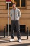 Men's Gray Fleece Cardigan Jacket with Hood, Pockets, Wool Inside, and Full Zipper - 5