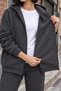 Winter Hooded Zippered Cardigan with Fleece Pockets Smoked Color Women's Sweat Jacket - 8