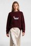 Embroidered Oversize Knitwear Sweater Lyy0150 Bordo - 2