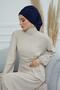 Pleated Design Chiffon Ready-To-Wear Turban, Ht-107, Ht-107 Navy Blue - 2