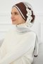 Double Color Design Chiffon Ready-To-Wear Turban, Ht-86 Cream - Brown - 2