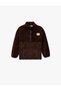 Pocketed High Collar Long Sleeve Half Zipper Fleece Sweatshirt
