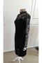 Women's long sleeve turtleneck slit detail lace trim short imported crepe dress - 5