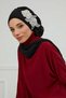 Chiffon Ready-To-Wear Turban with Side Ruffles and Floral Accessories, Ht-102, Ht-102 Black-Silver - 3