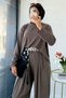 Shalwar Cut Double Face Trouser Set - Mink - 7