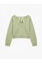 Long Sleeve Crew Neck Knit Sweater with Back Tie Detail - 2
