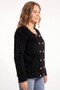 Women's Black Gold Heart Buttoned Soft Fuzzy Cardigan - 2