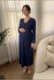 Elarina Lace and Satin Piping Detailed Buttoned Maternity and Postpartum Nightgown - 4