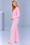 Women's Patterned Lace Trim Bow Detailed Pocketed Buttoned Long Sleeve Muslin Pajama Set - 3