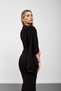 Black V-Neck Waist Corset Bat Sleeve Long Dress - 5