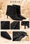 Lucia Women's Black Suede Look Metal Ring Detailed Pointed Toe 5 cm Thin Heeled Short Boots Bootie - 4