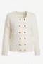 Women's White Gold Heart Buttoned Soft Fuzzy Cardigan - 4