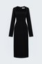Midi Length Long Sleeve Classic Dress - Black - 2